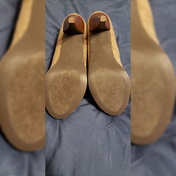 Charming Charlie Tan Suede Peep Toe Shoe - Picture 2 of 5